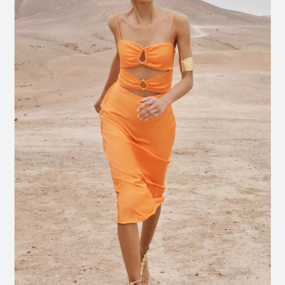 Zara Orange Midi Dress
